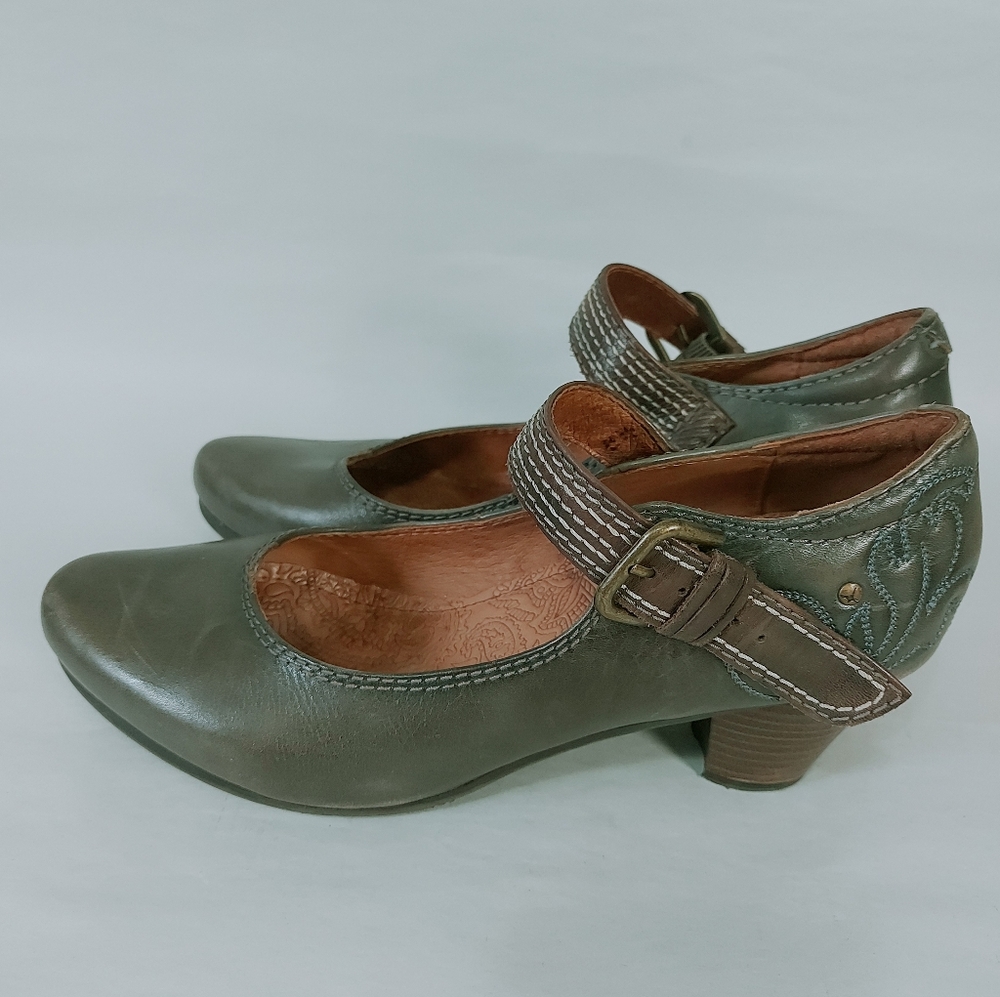 Pikolinos Preppy Quirky Comfort Mary Jane Gandia Pumps 37 EU Olive Green Floral - Picture 4 of 10
